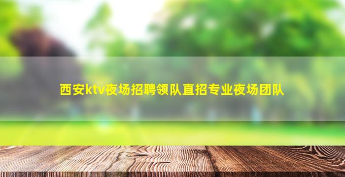 西安ktv夜场招聘领队直招专业夜场团队